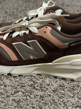 New Balance Brown and Pink Cordura Sneakers with Cream Sole